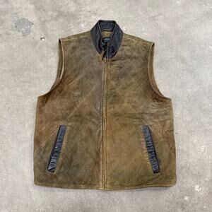 Missani Le Collezioni Genuine Leather Quilted Vest Brown Men Large Italy